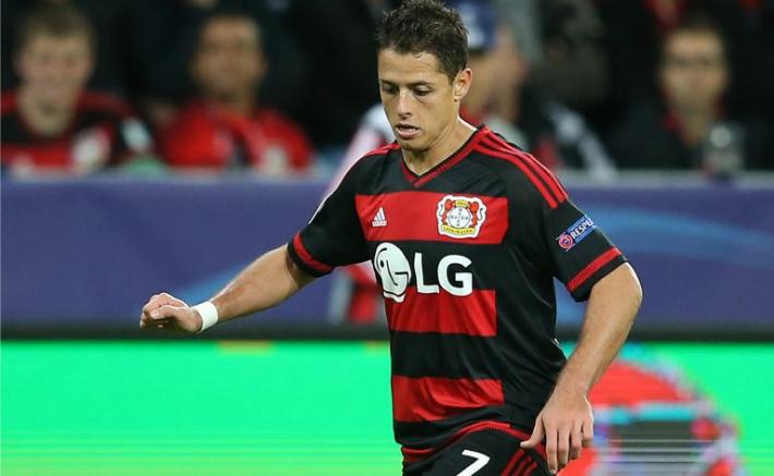 Javier Hernández, en un partido del Bayer Leverkusen