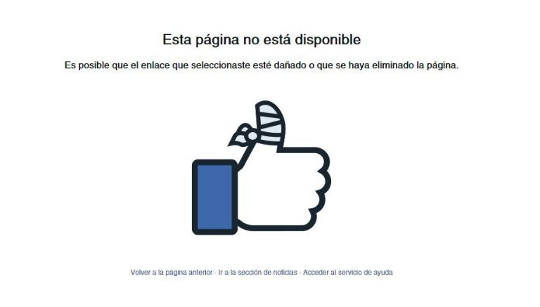 Así luce la página de Facebook al querer ingresar