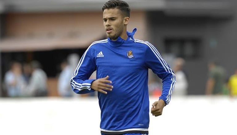 Diego Reyes, en entrenamiento con la Real Sociedad