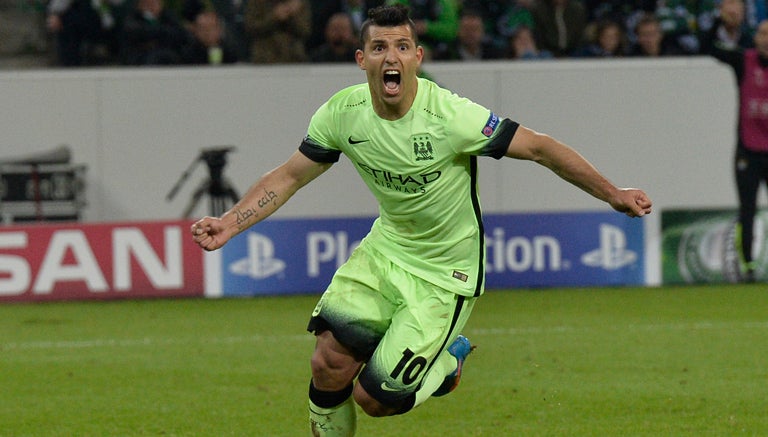 Kun Agüero celebra el gol del triunfo del City