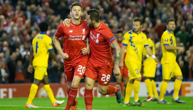 Lallana festeja su gol contra el Sion