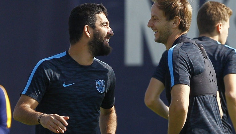 Arda Turan, durante un entrenamiento del Barcelona