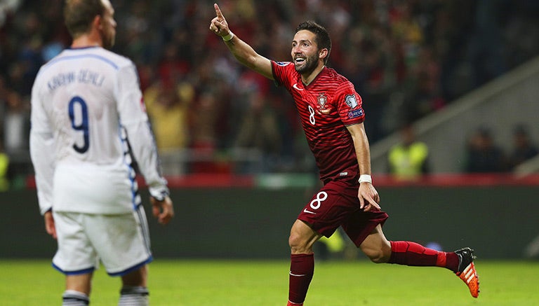 Joao Moutinho festeja tras anotar el gol del triunfo