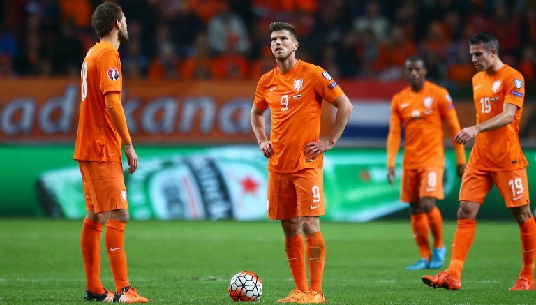 Jugadores de Holanda, en el partido contra República Checa