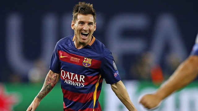 Messi celebra un gol con el Barcelona