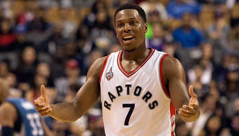 Lowry, en un partido de pretemporada con los Raptors