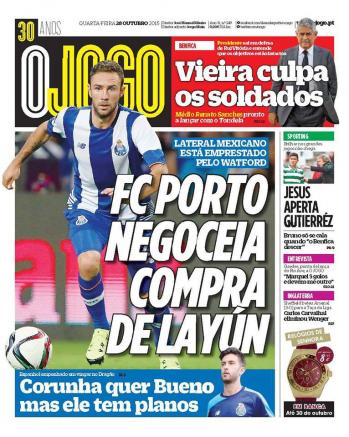 Portada del diario 'O Jogo' con Miguel Layún