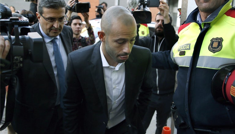 Mascherano, a su llegada al juzgado de Gavá