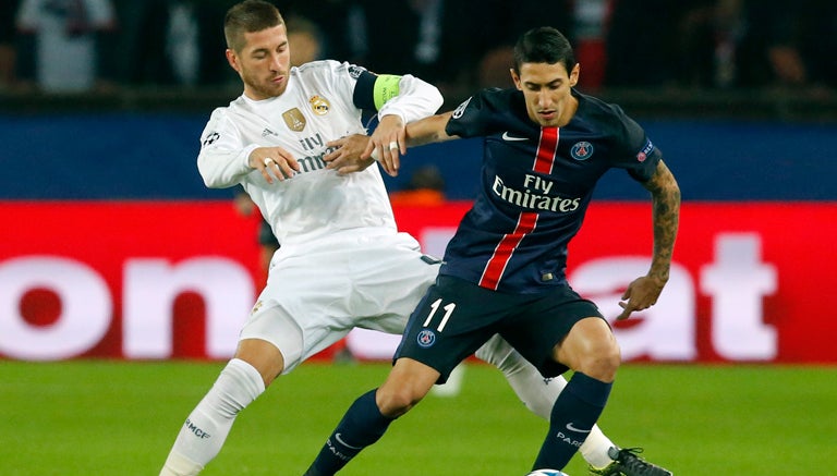 Di María durante el partido contra el Real Madrid