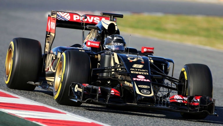 Romain Grosjean, conduciendo su monoplaza en 2015