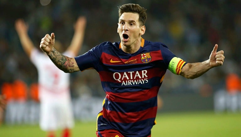 Messi celebra un gol con el Barcelona