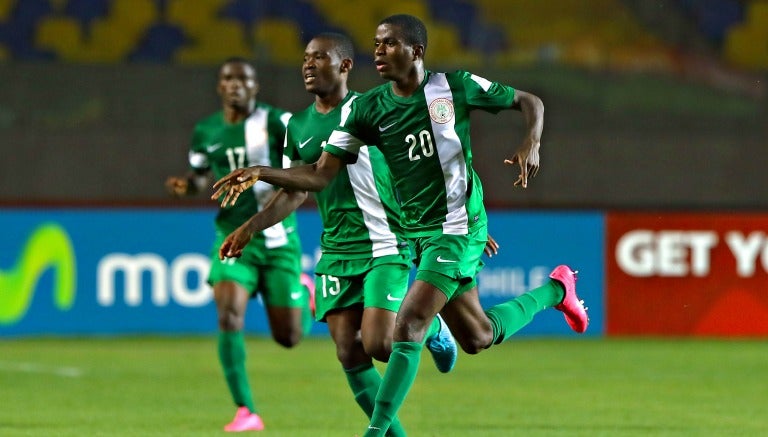 Orji Okwonkwo, en la celebración de un gol