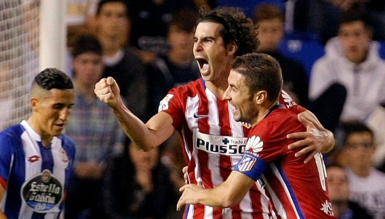 Los futbolistas del Atlético de Madrid celebran un gol