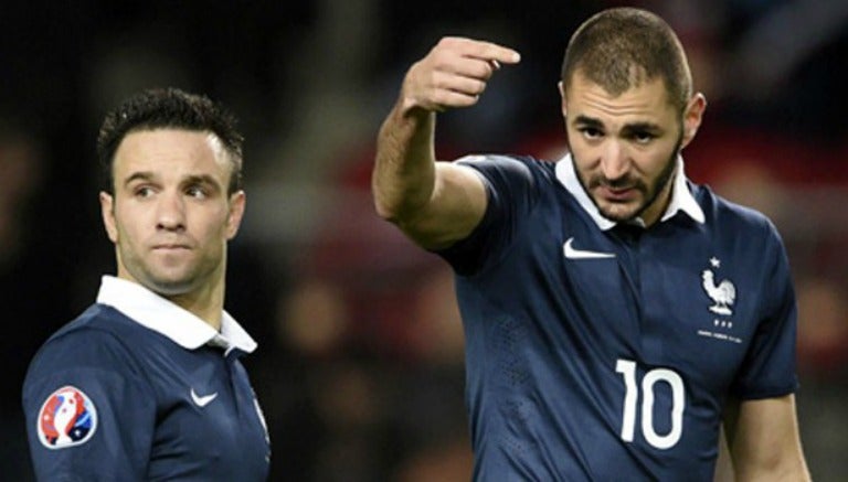 Benzema y Valbuena, en un partido de Francia