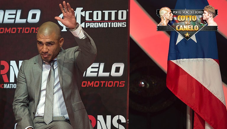 Miguel Cotto en la conferencia de presentación contra el Canelo 