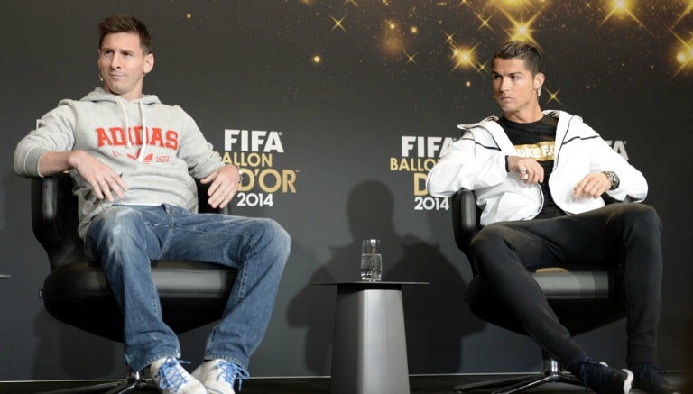 Messi y Cristiano en conferencia de prensa