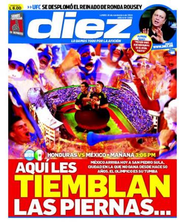 La portada que publicó este lunes el Diario Diez