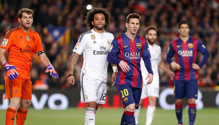 Messi y Marcelo esperan un centro en el último Clásico