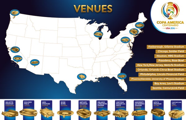 Así el mapa de las sedes de la Copa