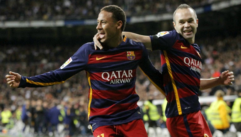 Neymar festeja su gol contra el Real Madrid 