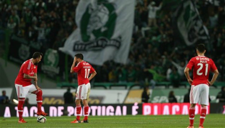 Jugadores del Benfica después del partido