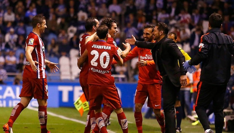 Los jugadores del Atlético de Madrid celebran un gol