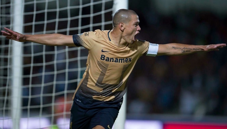 Darío Verón festeja un gol