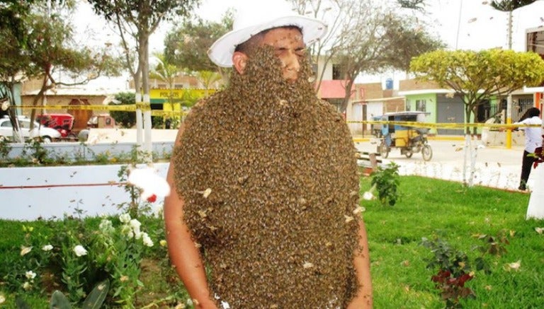 Peruano cubierto por 15 mil abejas