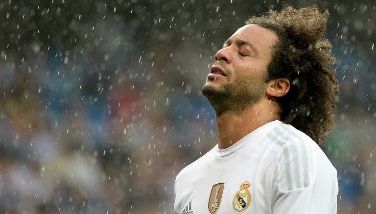 Marcelo se lamenta durante un partido del Real Madrid