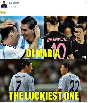 Di María aparece con Zlatan, Messi y Cristiano