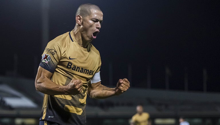 Darío Verón festeja un gol