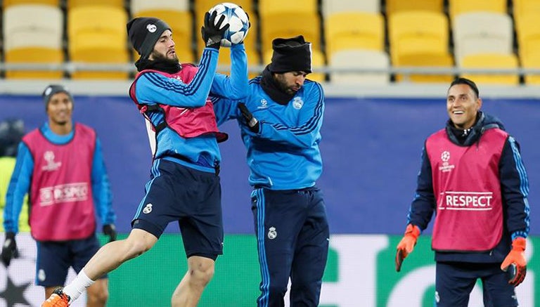 Jugadores del Real Madrid en entrenamiento