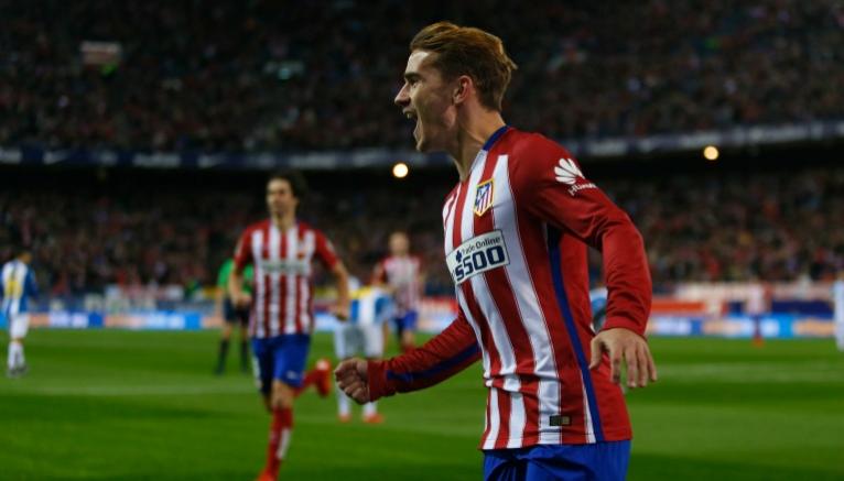 Griezmann celebra el tanto de la victoria sobre el Espanyol