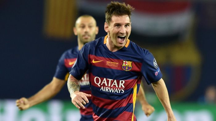 Messi celebra un gol con Barcelona