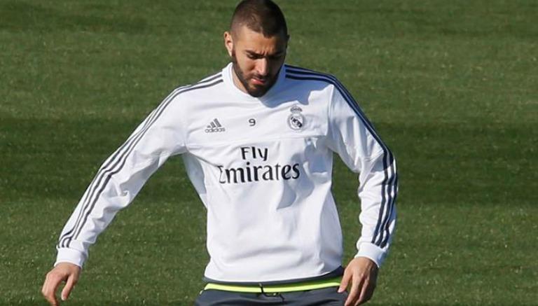 Karim Benzema, en un entrenamiento del Real Madrid