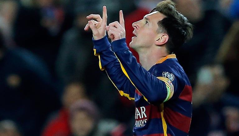 Messi celebra un gol con el Barcelona