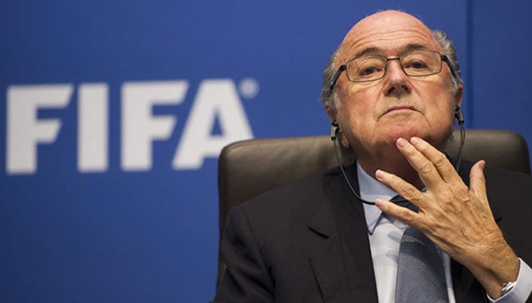 Blatter en una conferencia de prensa