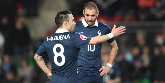 Benzema y Valbuena, en un partido de Francia