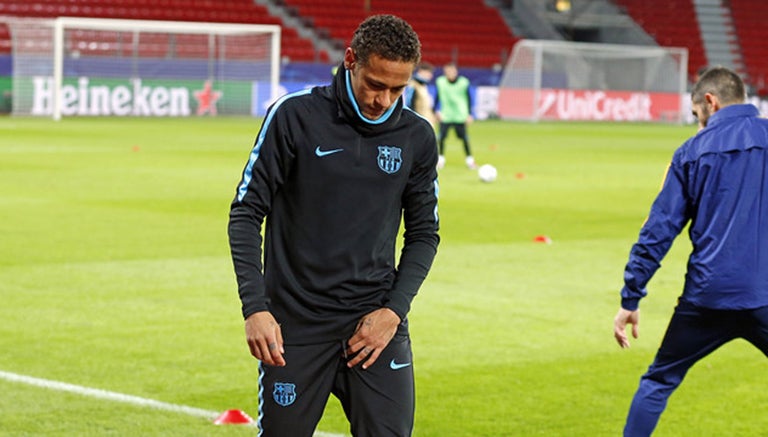 Neymar durante la práctica del Barcelona 