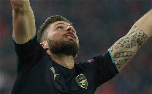 Olivier Giroud celebra un gol con Arsenal