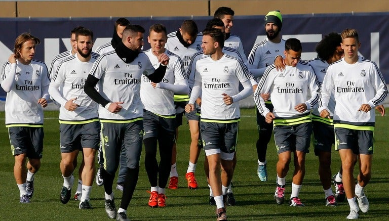 Jugadores del Real Madrid durante un entrenamiento