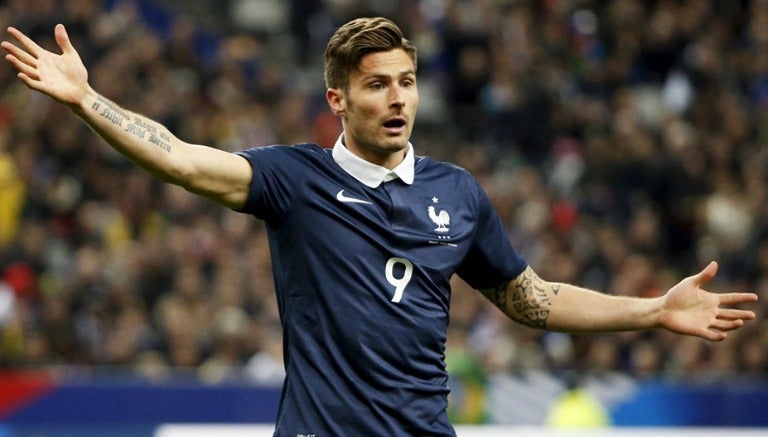 Olivier Giroud durante un partido de Francia