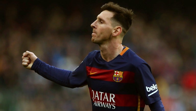 Messi celebra un gol con el Barcelona