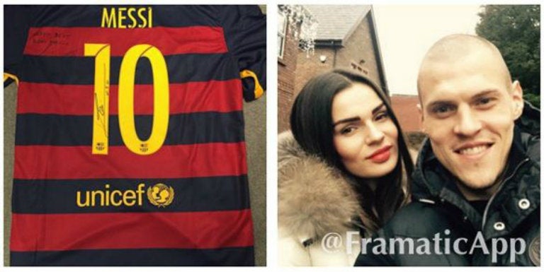 Skrtel presume en Instagram playera de Messi autografiada 