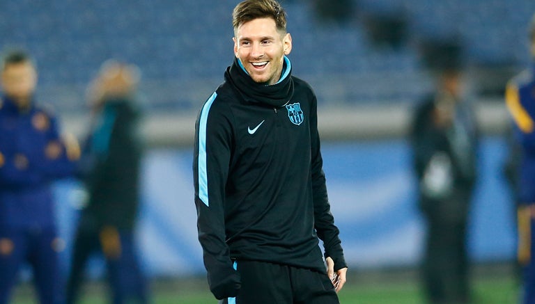 Messi, en un entrenamiento con el Barcelona en Japón