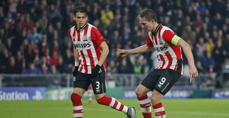 Héctor Moreno y Luuk de Jong con el PSV 