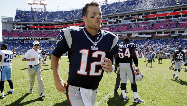 Tom Brady después de un partido de Patriotas