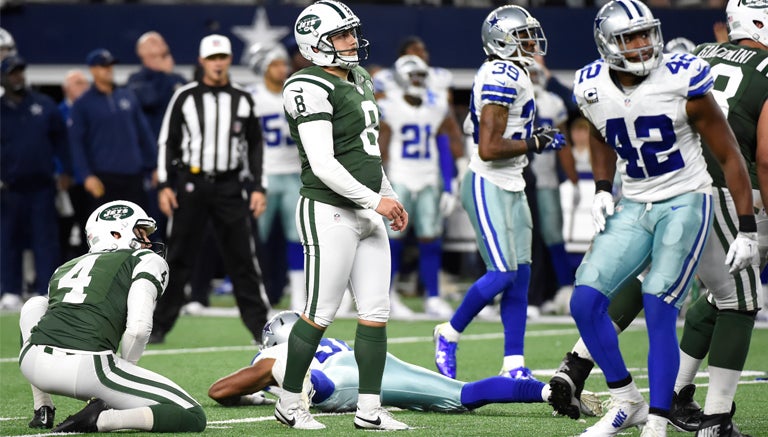 Randy Bullock convierte el gol de campo del triunfo de Jets