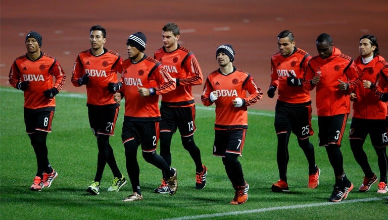 Jugadores de River Plate durante el entrenamiento