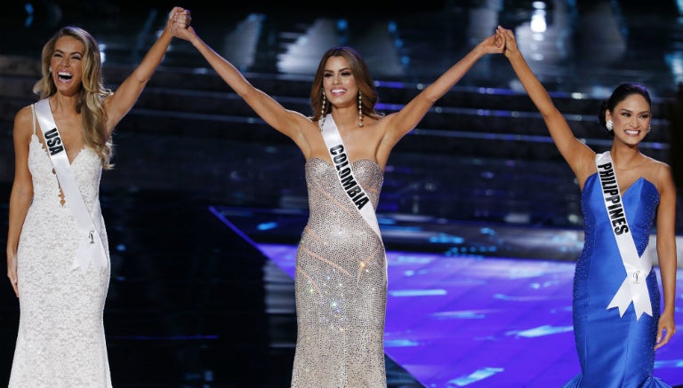 Miss Colombia durante el supuesto triunfo